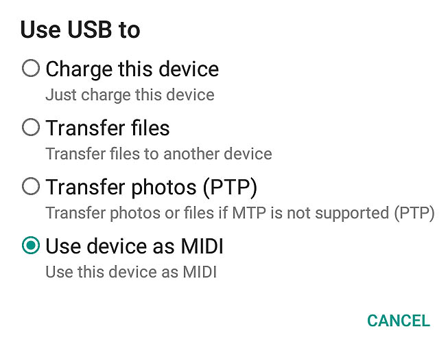 tablet USB MIDI options