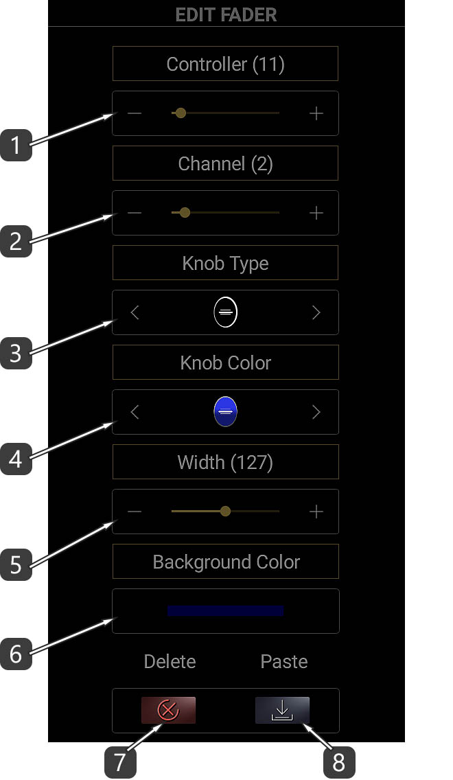 edit fader numbered description